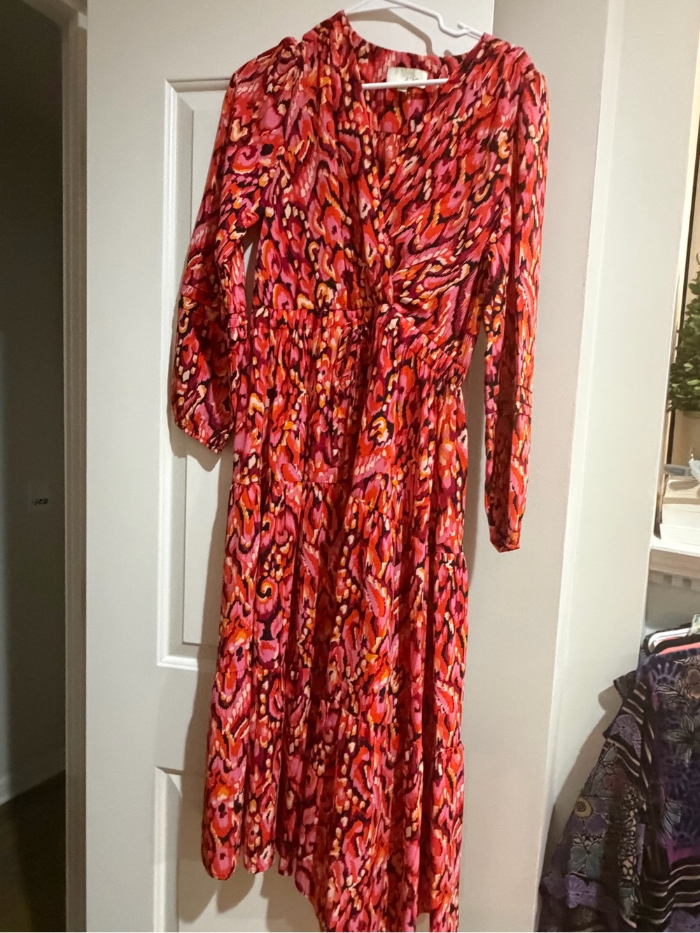 Pinch Vibrant Pink & Red Long Sleeve Midi Dress